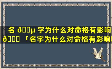 名 🐵 字为什么对命格有影响 🐛 「名字为什么对命格有影响呢女孩」